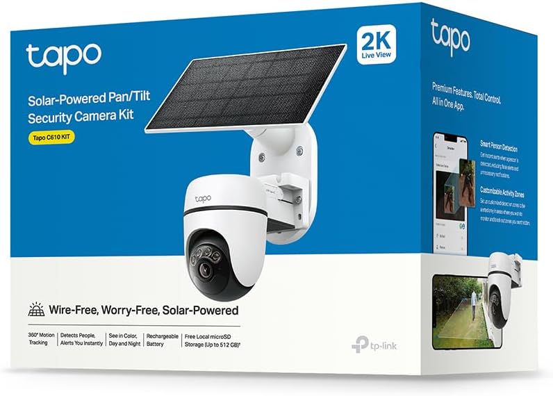 Tapo(タポ) 防犯カメラ 屋外 ソーラー 見守りカメラ スマホ対応 太陽光パネル付 2K 300万画素 360°パン/チルト AI検知 フルカラー IP65 防水防塵 双方向通話 Alexa/Google対応 TP-Link TC90 KIT