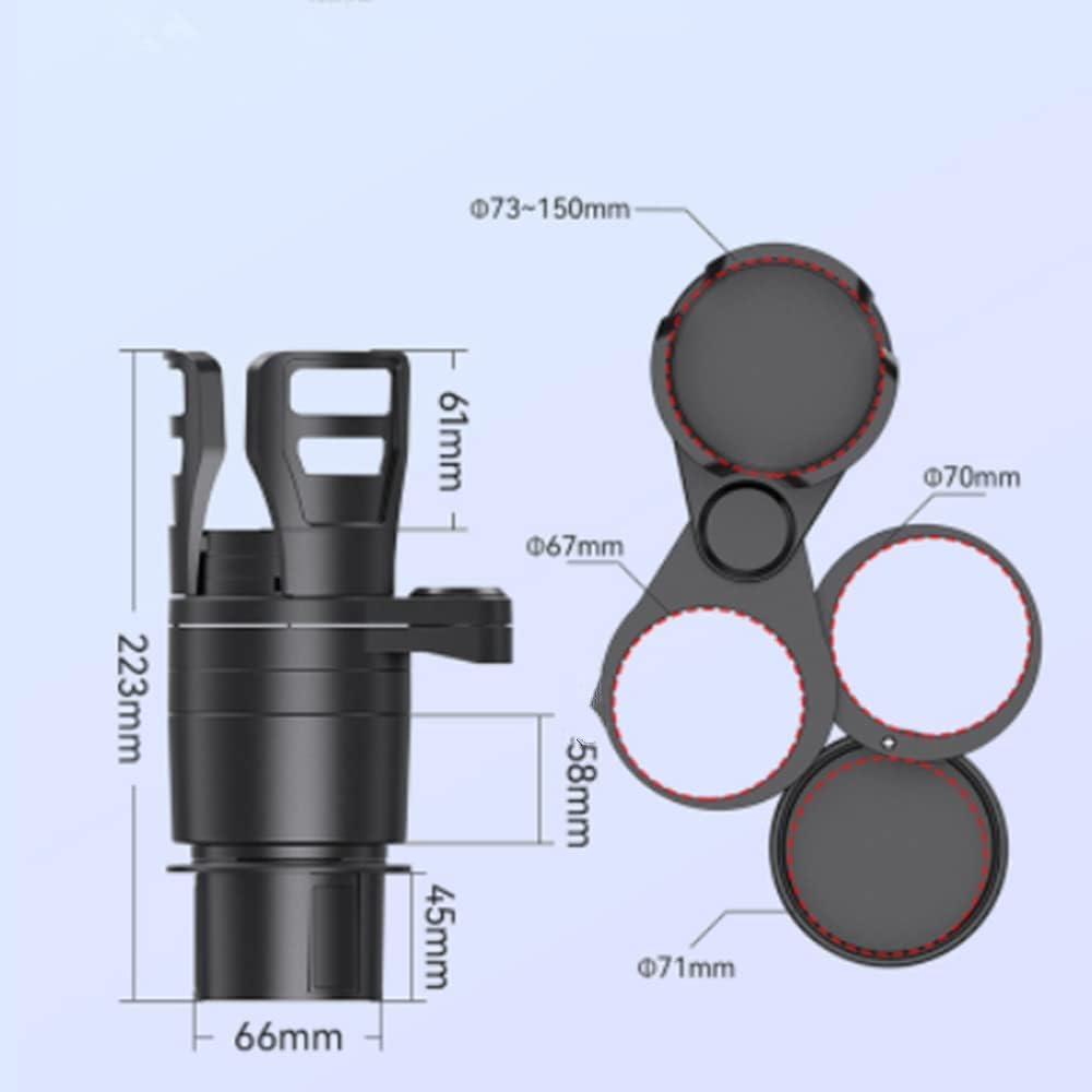 カーカップホルダー 4 in 1 多機能 360°回転 車載用 コップホルダー 滑り止め安定収納便利 カー用品 調整可能7.3-15cm 自動適応弾性クリップ 収納便利 取付簡単