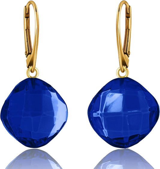 Amber by Mazukna 琥珀ピアス ブルーアンバー Silver925 ゴールドプレーティング レバーバック レディース