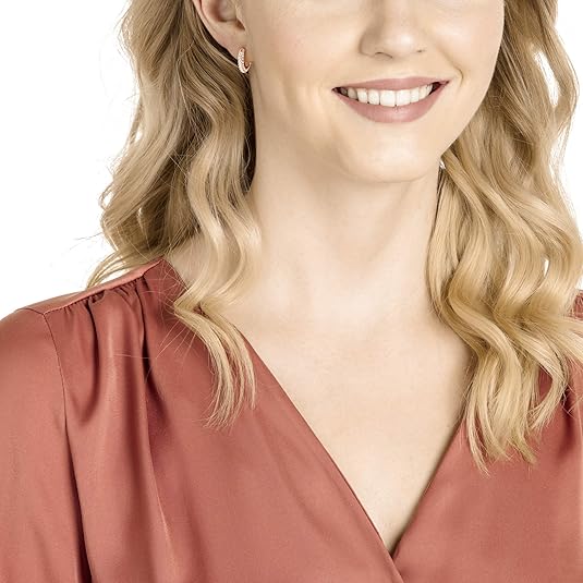 【公式】【スワロフスキー】Dextera フープピアス, パヴェ, 小, ホワイト, ロジウム・プレーティング