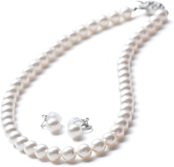 [VOTRE COUTURE] パールネックレス ピアス イヤリング セット 8mm 国産 真珠 冠婚葬祭 39cm 42cm 45cm ブランド10年保証