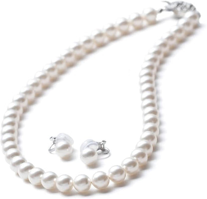 [VOTRE COUTURE] パールネックレス ピアス イヤリング セット 8mm 国産 真珠 冠婚葬祭 39cm 42cm 45cm ブランド10年保証