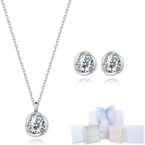 [Free bird] ネックレス レディース ピアス セット 「バラのキッス」 最高級 ジルコニア シルバー ペンダント 金属アレルギー対応 アクセサリー 一粒ジュエリー 誕生日 記念日 母の日のプレゼント