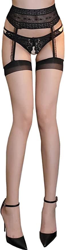 穴あきタイツサイハイストッキングセクシーランジェリーシースルーレースニーハイストッキング誘惑