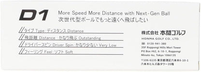 ホンマ(HONMA) 1ダース(12球入) ゴルフ 公認球 D1 Ball 2024