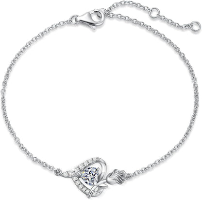 レディースブレスレット 誕生石12ヵ月 パワーストーン 薔薇モチーフ プラチナメッキ シルバー