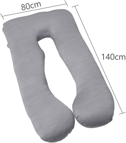 Awesling U字型抱き枕 全身枕 授乳クッション グレー