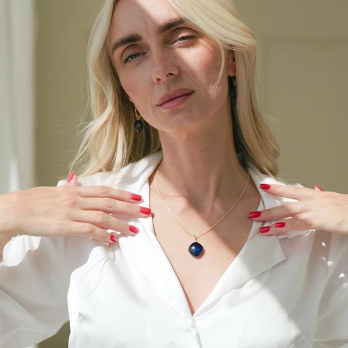 Amber by Mazukna 琥珀ピアス ブルーアンバー Silver925 ゴールドプレーティング レバーバック レディース