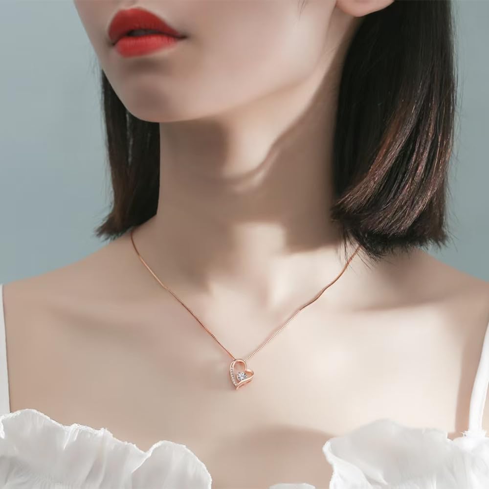 [Jeconpal] ネックレス レディース スワロフスキージルコニア採用 純銀925 オープンハート アクセサリー 金属アレルギー対応 ホワイトデー バレンタイン クリスマス 誕生日 プレゼント 女性 ギフト