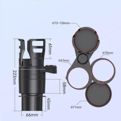 カーカップホルダー 4 in 1 多機能 360°回転 車載用 コップホルダー 滑り止め安定収納便利 カー用品 調整可能7.3-15cm 自動適応弾性クリップ 収納便利 取付簡単