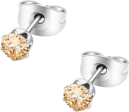 HSP ピアス サージカルステンレス 金属アレルギー対応 3mmジュエル ラウンドCZ シンプル キュービックジルコニア 1ペア クリスタル メンズ レディース