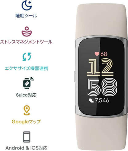 Fitbit Charge 6 トラッカー ポーセレン／シルバー（1個・日本正規品）