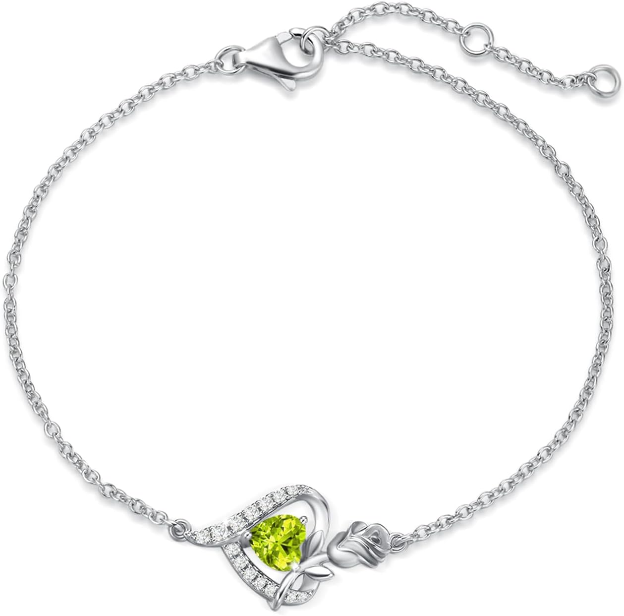 レディースブレスレット 誕生石12ヵ月 パワーストーン 薔薇モチーフ プラチナメッキ シルバー