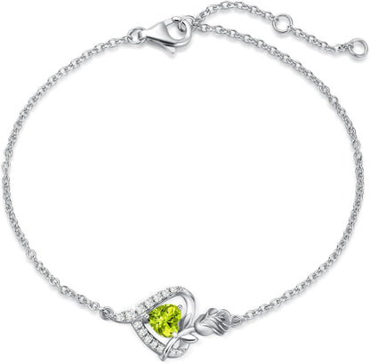 レディースブレスレット 誕生石12ヵ月 パワーストーン 薔薇モチーフ プラチナメッキ シルバー