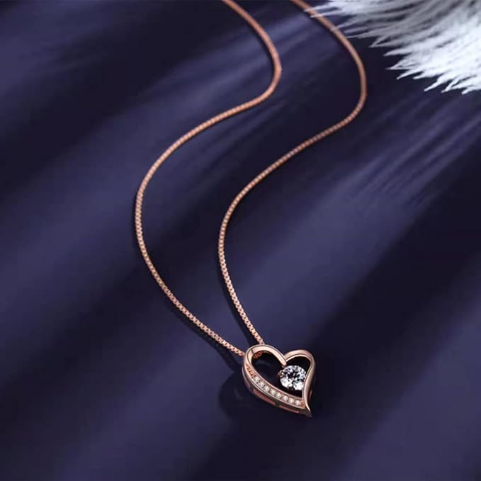 [Jeconpal] ネックレス レディース スワロフスキージルコニア採用 純銀925 オープンハート アクセサリー 金属アレルギー対応 ホワイトデー バレンタイン クリスマス 誕生日 プレゼント 女性 ギフト
