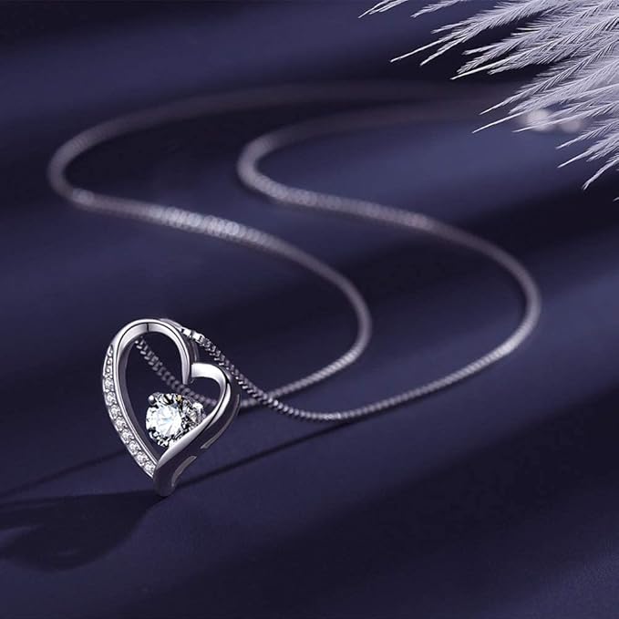 [Jeconpal] ネックレス レディース スワロフスキージルコニア採用 純銀925 オープンハート アクセサリー 金属アレルギー対応 ホワイトデー バレンタイン クリスマス 誕生日 プレゼント 女性 ギフト