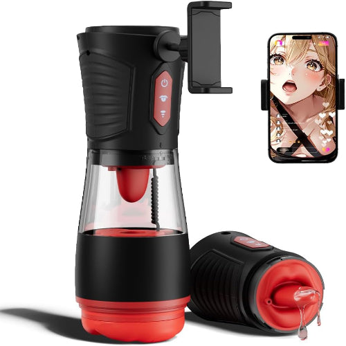 【ペロ舌フェラ特化】電動オナホ｜9舌回転×9吸引×9激振・スマホホルダー付き【男女兼用】