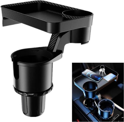 カーカップホルダー 4 in 1 多機能 360°回転 車載用 コップホルダー 滑り止め安定収納便利 カー用品 調整可能7.3-15cm 自動適応弾性クリップ 収納便利 取付簡単