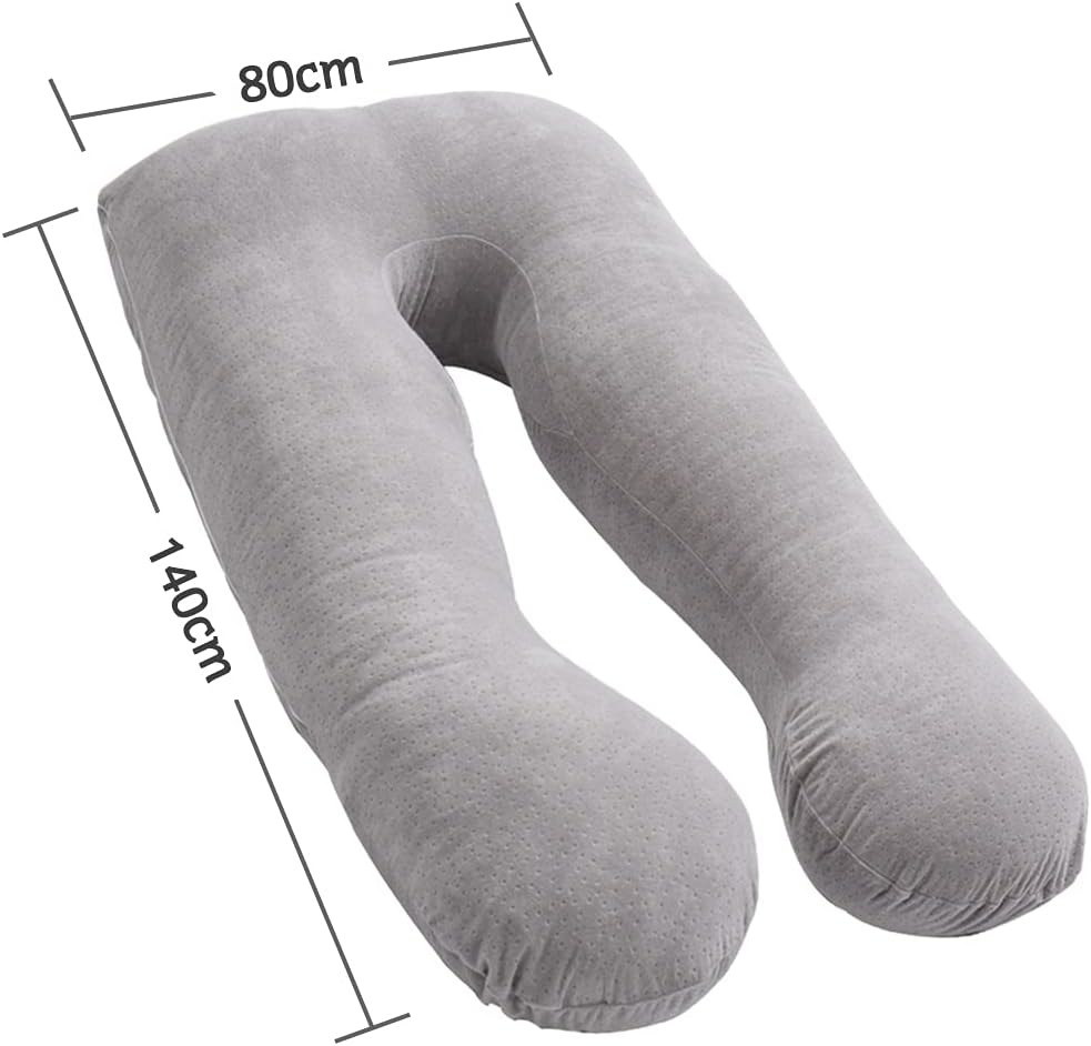 Awesling U字型抱き枕 全身枕 授乳クッション グレー