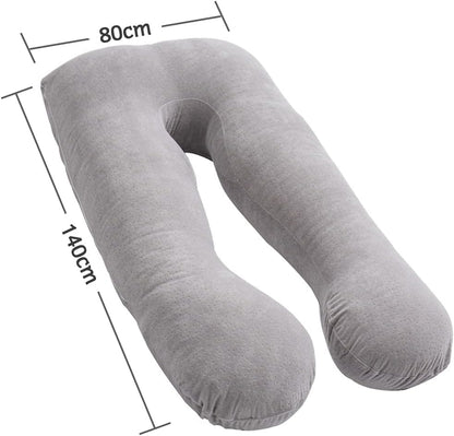 Awesling U字型抱き枕 全身枕 授乳クッション グレー
