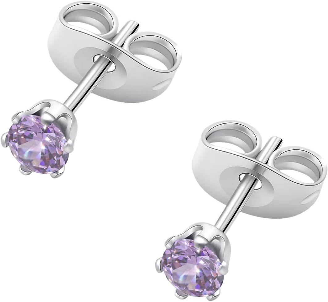 HSP ピアス サージカルステンレス 金属アレルギー対応 3mmジュエル ラウンドCZ シンプル キュービックジルコニア 1ペア クリスタル メンズ レディース