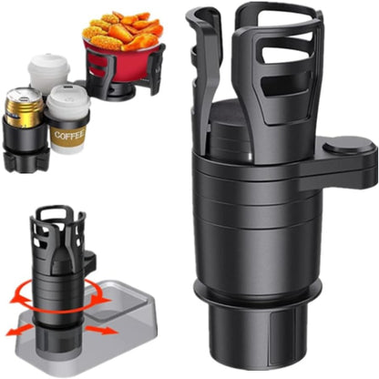 カーカップホルダー 4 in 1 多機能 360°回転 車載用 コップホルダー 滑り止め安定収納便利 カー用品 調整可能7.3-15cm 自動適応弾性クリップ 収納便利 取付簡単