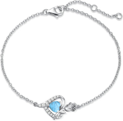 レディースブレスレット 誕生石12ヵ月 パワーストーン 薔薇モチーフ プラチナメッキ シルバー