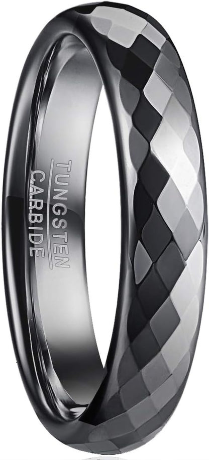 083基地 リング メンズ 指輪 タングステン 多面カット キラキラ 金属アレルギーフリー 横幅4mm 真空メッキ アクセサリー プレゼント 真空メッキ