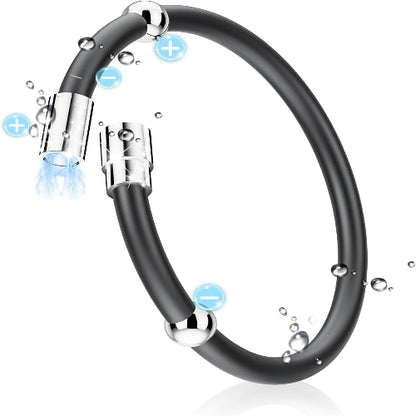 [Sungale] 静電気除去 ブレスレット【2025年アップグレード版】 磁気 スポーツ シリコンブレスレット 防水 静電気防止グッズ 静電気軽減 静電気対策 最強 秋冬乾燥季節対応 19CM Notバングル ブラック