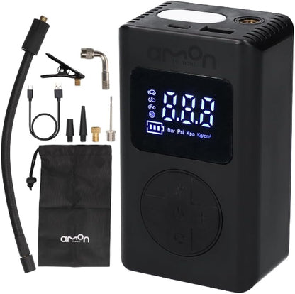 エーモン(amon) 車/バイク/自転車/ボールの空気入れがコンパクトな1台に 軽量 充填スピードが速い 電動エアーポンプ USB充電式 自動停止機能 空気圧設定メモリー機能 PSE準拠バッテリー搭載 電動エアポンプ 4872 販売ルート限定品