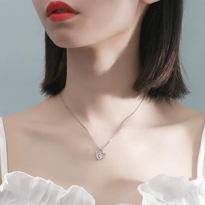 [Jeconpal] ネックレス レディース スワロフスキージルコニア採用 純銀925 オープンハート アクセサリー 金属アレルギー対応 ホワイトデー バレンタイン クリスマス 誕生日 プレゼント 女性 ギフト