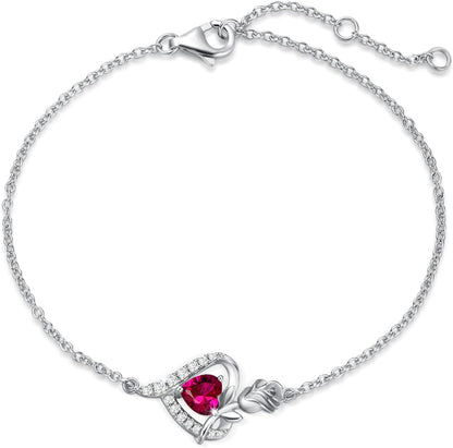 レディースブレスレット 誕生石12ヵ月 パワーストーン 薔薇モチーフ プラチナメッキ シルバー