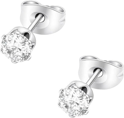HSP ピアス サージカルステンレス 金属アレルギー対応 3mmジュエル ラウンドCZ シンプル キュービックジルコニア 1ペア クリスタル メンズ レディース