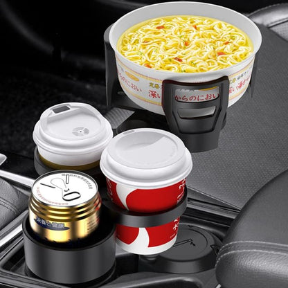 カーカップホルダー 4 in 1 多機能 360°回転 車載用 コップホルダー 滑り止め安定収納便利 カー用品 調整可能7.3-15cm 自動適応弾性クリップ 収納便利 取付簡単