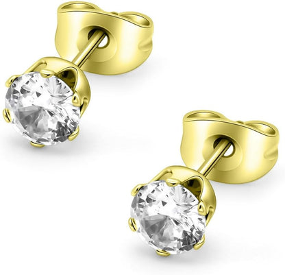 HSP ピアス サージカルステンレス 金属アレルギー対応 3mmジュエル ラウンドCZ シンプル キュービックジルコニア 1ペア クリスタル メンズ レディース