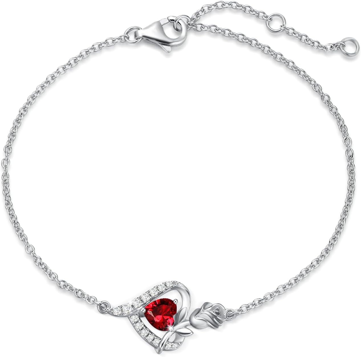 レディースブレスレット 誕生石12ヵ月 パワーストーン 薔薇モチーフ プラチナメッキ シルバー