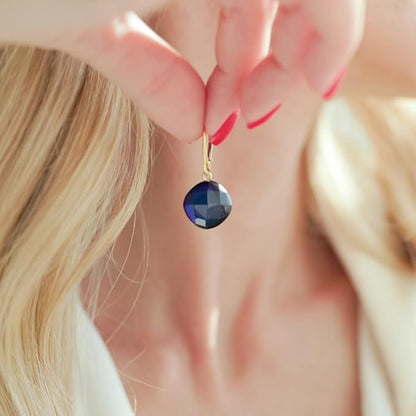 Amber by Mazukna 琥珀ピアス ブルーアンバー Silver925 ゴールドプレーティング レバーバック レディース