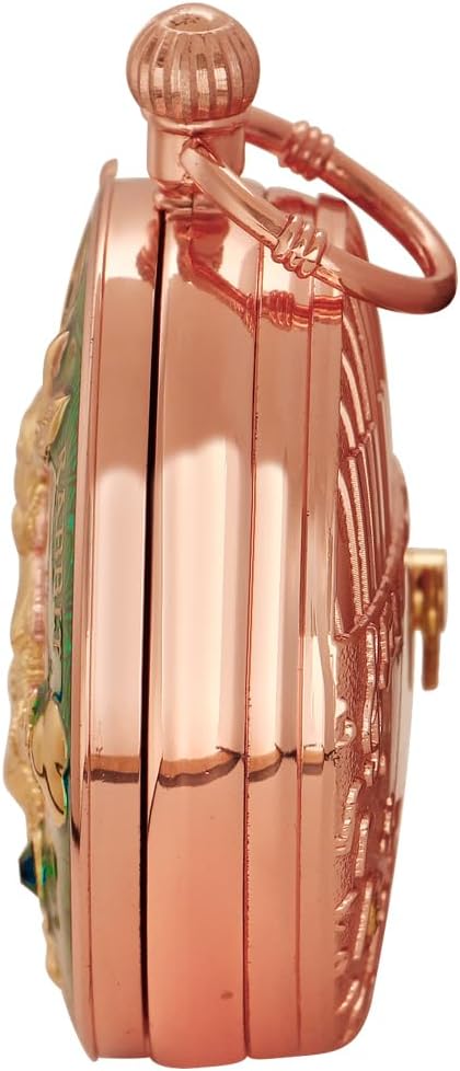 懐中時計 オルゴール 音楽時計チェーン   クリスマス 誕生日 卒業ギフト, ローズゴールドグリーン-01 手回し式