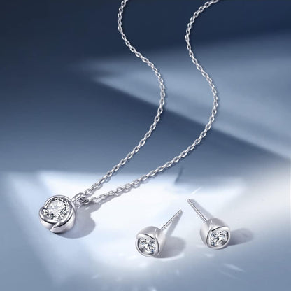 [Free bird] ネックレス レディース ピアス セット 「バラのキッス」 最高級 ジルコニア シルバー ペンダント 金属アレルギー対応 アクセサリー 一粒ジュエリー 誕生日 記念日 母の日のプレゼント