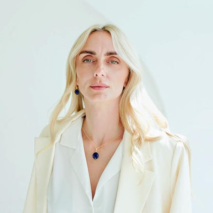 Amber by Mazukna 琥珀ピアス ブルーアンバー Silver925 ゴールドプレーティング レバーバック レディース