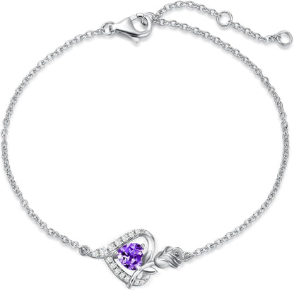 レディースブレスレット 誕生石12ヵ月 パワーストーン 薔薇モチーフ プラチナメッキ シルバー