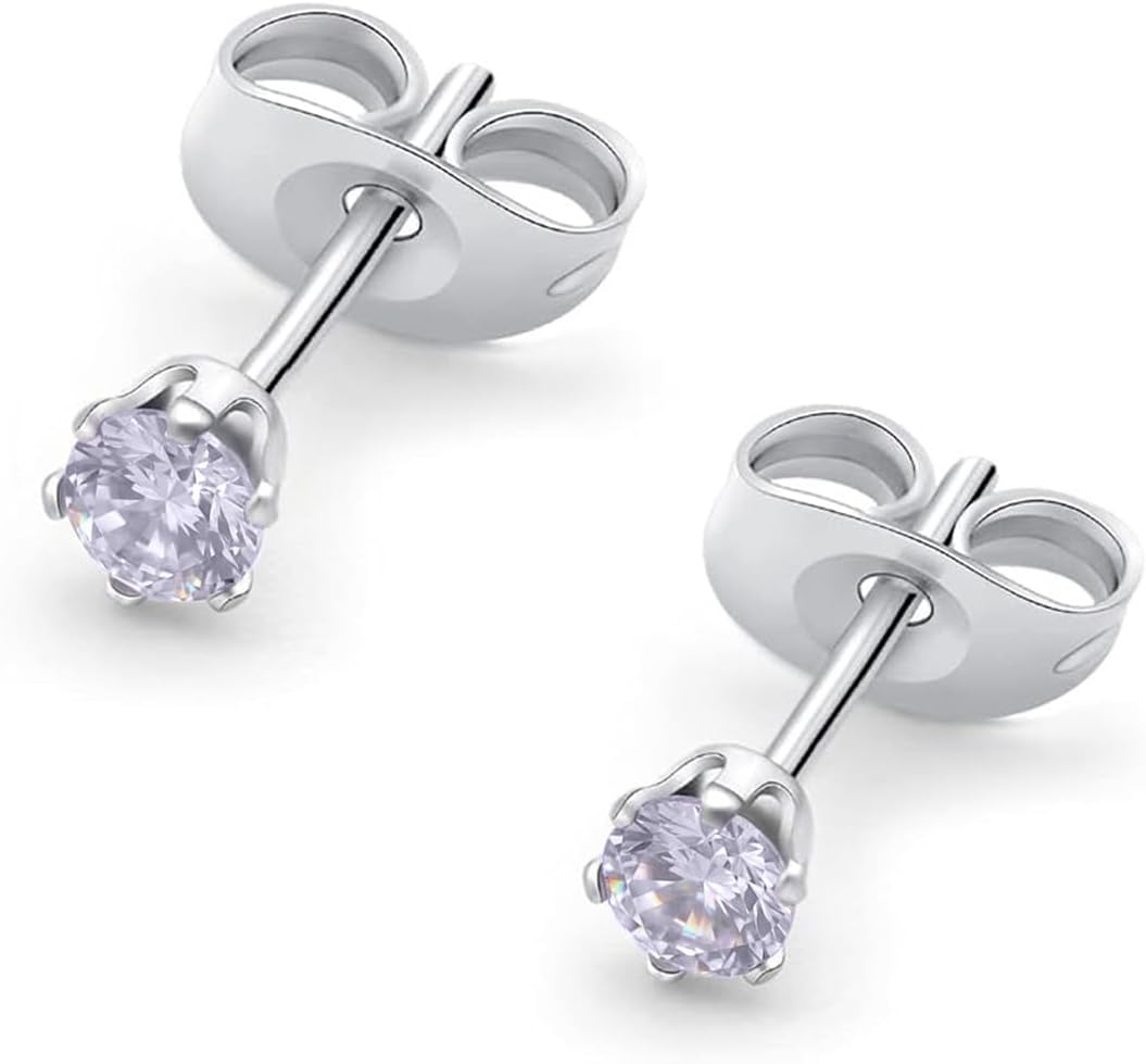 HSP ピアス サージカルステンレス 金属アレルギー対応 3mmジュエル ラウンドCZ シンプル キュービックジルコニア 1ペア クリスタル メンズ レディース