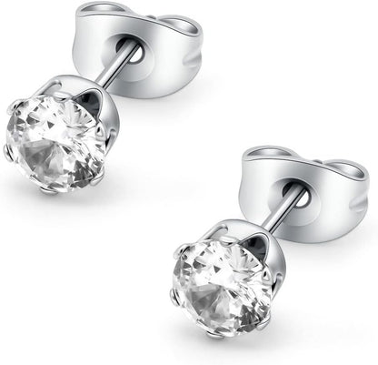 HSP ピアス サージカルステンレス 金属アレルギー対応 3mmジュエル ラウンドCZ シンプル キュービックジルコニア 1ペア クリスタル メンズ レディース
