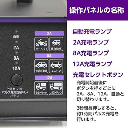 メルテック(meltec) 全自動パルスバッテリー充電器 (ファミリーバイク/オートバイ) 12V専用 MeltecPlus 定格0.75A バッテリー診断機能付 維持充電(トリクル充電)方式 長期保証3年 MP-200