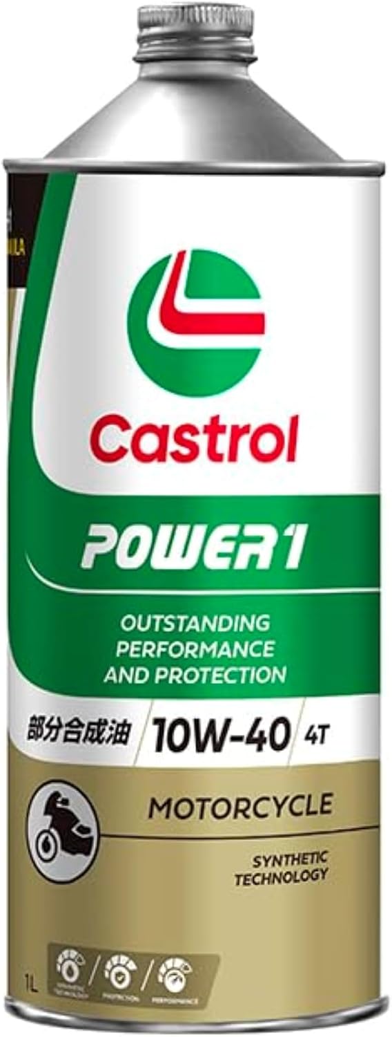 Castrol(カストロール) エンジンオイル POWER1 4T 10W-40 MA2 1L 二輪車4サイクルエンジン用 部分合成油