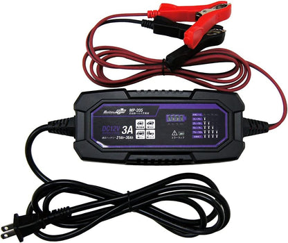 メルテック(meltec) 全自動パルスバッテリー充電器 (ファミリーバイク/オートバイ) 12V専用 MeltecPlus 定格0.75A バッテリー診断機能付 維持充電(トリクル充電)方式 長期保証3年 MP-200