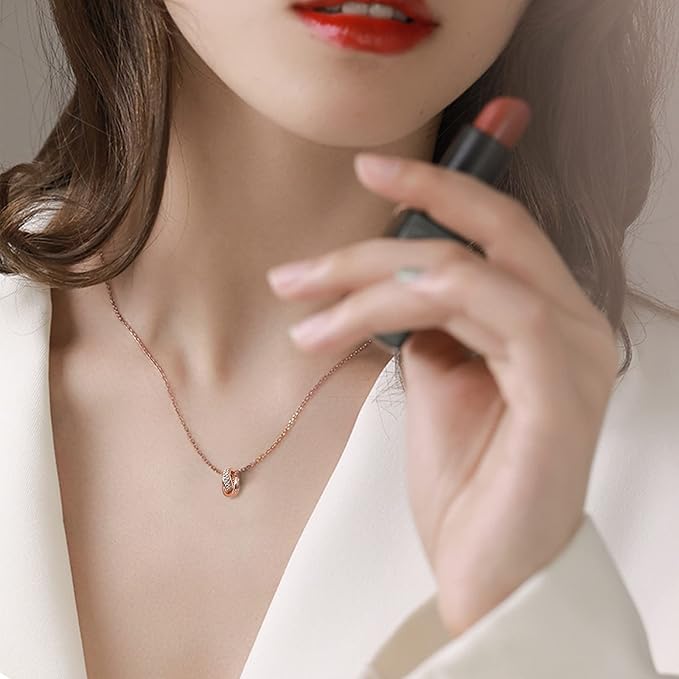 [Pasurohu] ネックレス レディース K18 18金コーティング シルバー925 最高級キュービックジルコニア ペンダント ダブルリング 人気 華奢 ローズゴールド ゴールド プラチナ アジャスター付き 金属アレルギー対応 本物ジュエリー