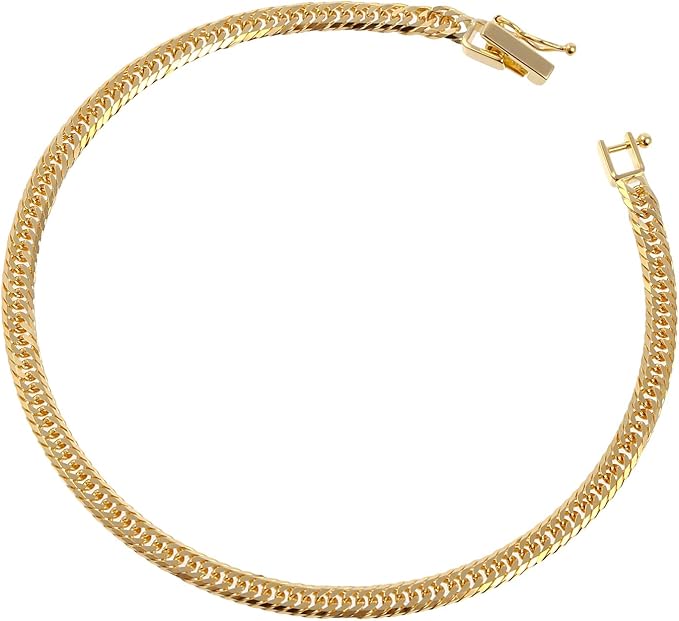 [フェアリーカレット] K18 8面トリプルキヘイブレスレット 日本製 18金 喜平 中留め