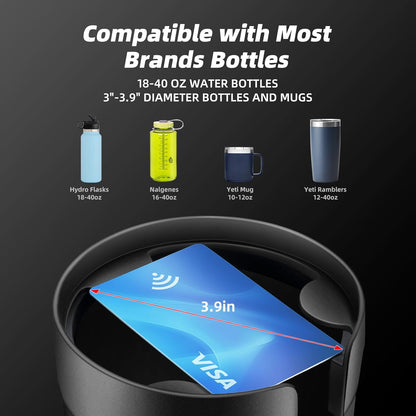 (タイコー) 車用カップホルダーエクステンダー 調節可能なベース付き車用カップホルダーエクステンダー Yeti 24/36/40オンス HydroFlask 32/40オンス 3インチ~3.9インチの大型ボトルに対応 (16~40オンス)。