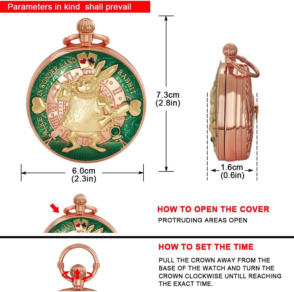 懐中時計 オルゴール 音楽時計チェーン   クリスマス 誕生日 卒業ギフト, ローズゴールドグリーン-01 手回し式